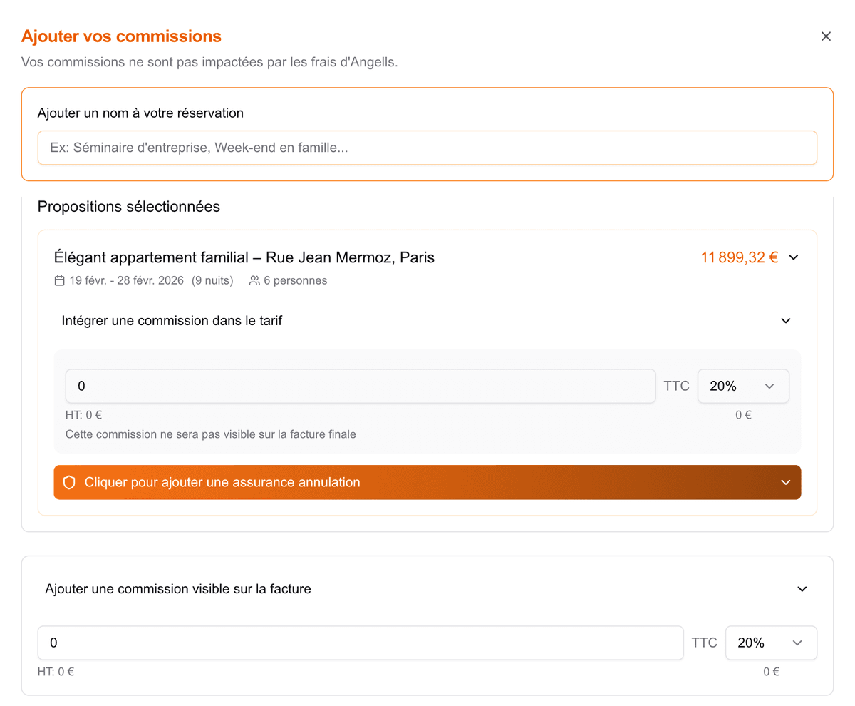 Ajoutez des commissions librement
